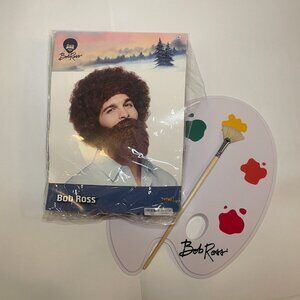 Halloween Costume Bob Ross Wig, Mustache and & Paint Palette
